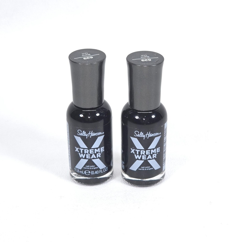2 pk SALLY HANSEN - Hard as Nails Xtreme Wear #629 Black Out - 0.40 fl. oz.-NEW!